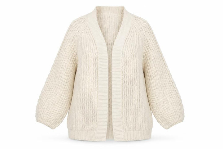 Mango Women's Beige Open Front Cardigan, Size 8, Chunky Knit