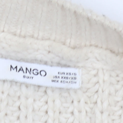 Mango Women's Beige Open Front Cardigan, Size 8, Chunky Knit