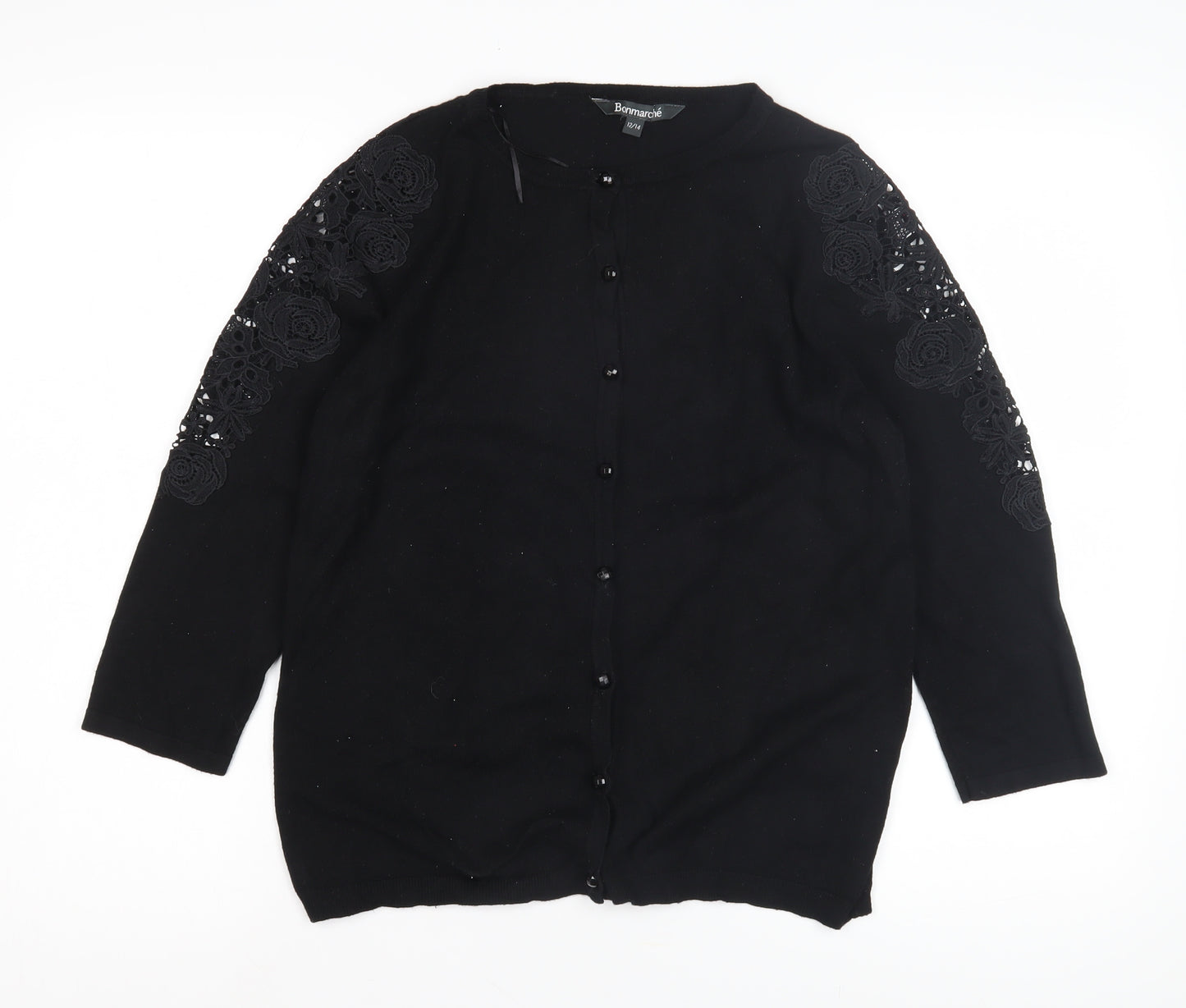 Bonmarché Women's Black Cardigan Size 12 Elegant Knit