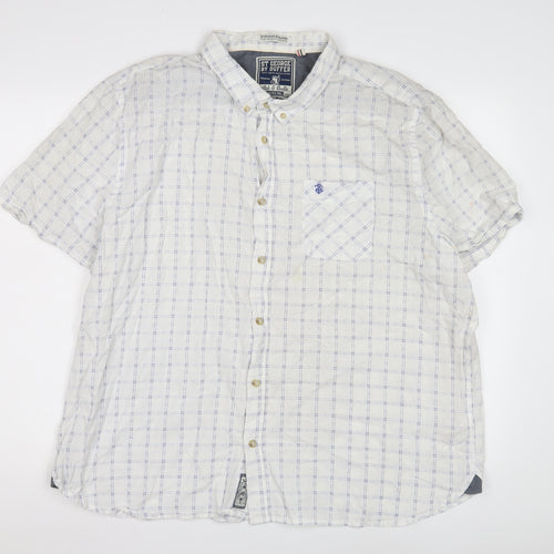 St George by Duffer Men's White Check Shirt 2XL