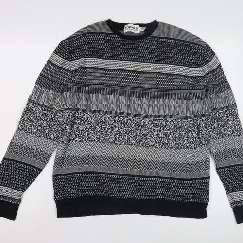 Topman Men's Black Pullover Jumper M Retro Knit