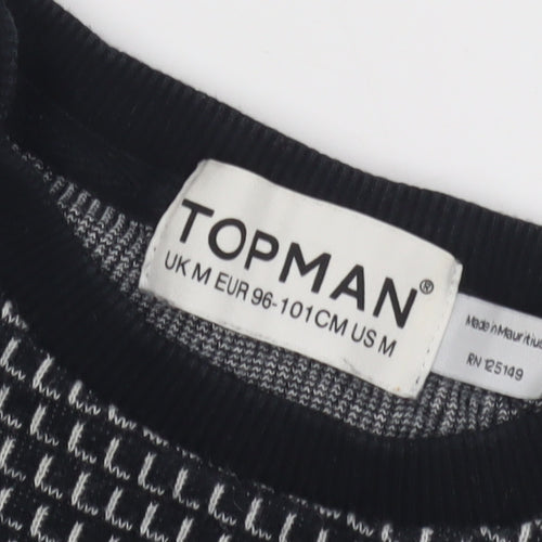 Topman Men's Black Pullover Jumper M Retro Knit