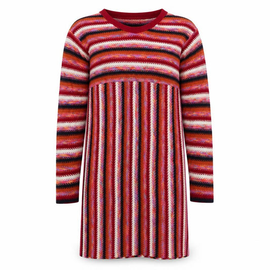 Front view of Next Women's Multicoloured Striped Knit Dress, size S, Long Sleeve