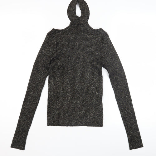 Divided Women's Black High Neck Slim Jumper, Size S