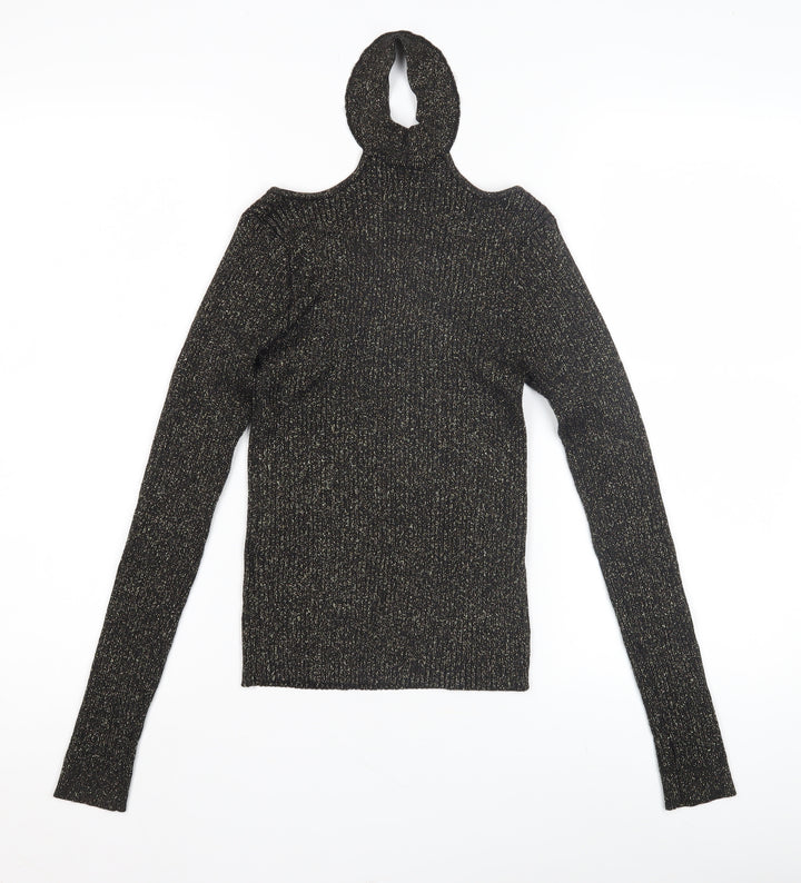 Divided Women's Black High Neck Slim Jumper, Size S