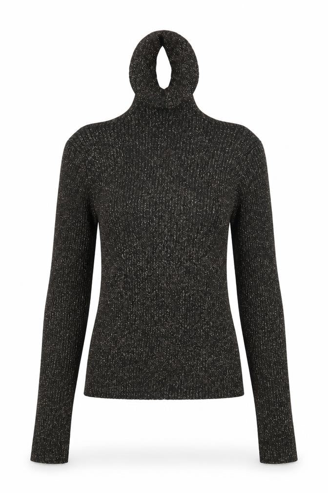 Front view of Divided Women's Black High Neck Slim Jumper, size S