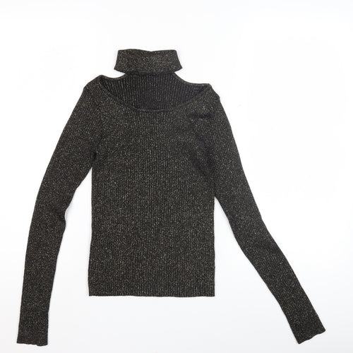 Divided Women's Black High Neck Slim Jumper, Size S