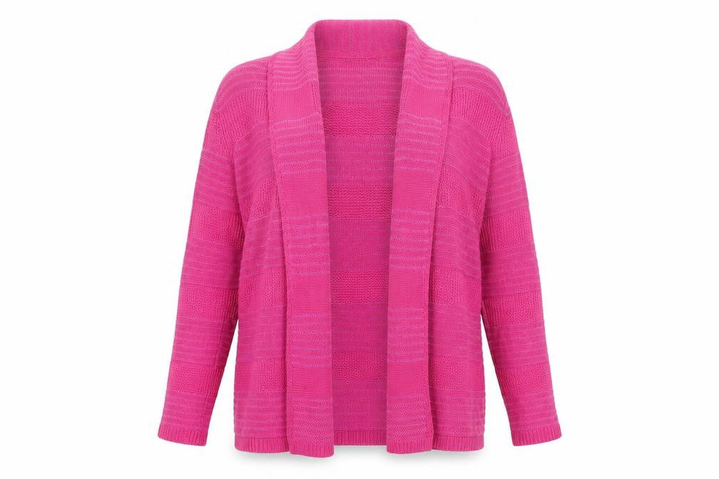 Front view of Marks & Spencer Women's Pink Open Front Cardigan, size 10, Wool Blend