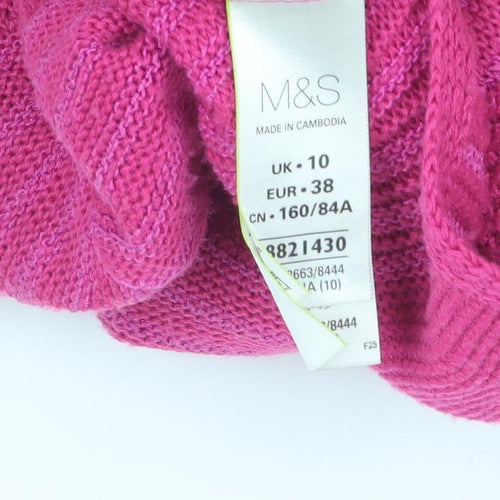 Marks and Spencer Women's Pink Open Front Cardigan, Size 10, Wool Blend