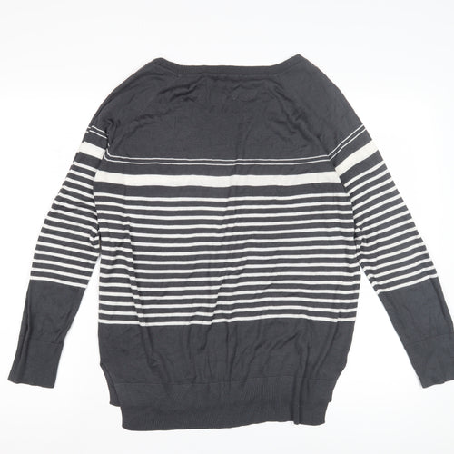 Next Women's Black Pullover Jumper, Size 14, Striped, Raglan