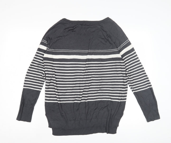 Next Women's Black Pullover Jumper, Size 14, Striped, Raglan