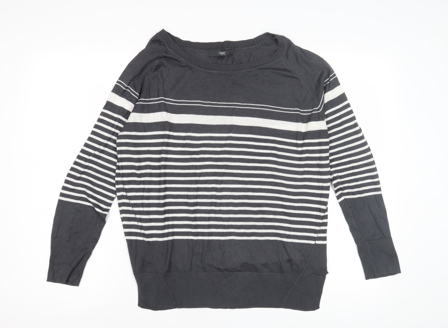 Next Women's Black Pullover Jumper, Size 14, Striped, Raglan