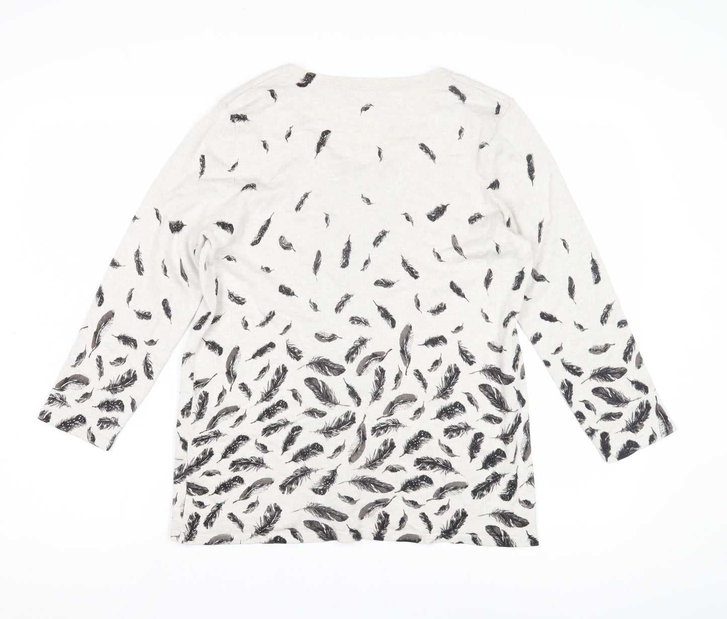 M&Co Women's Ivory Feather Print Cardigan Size 14