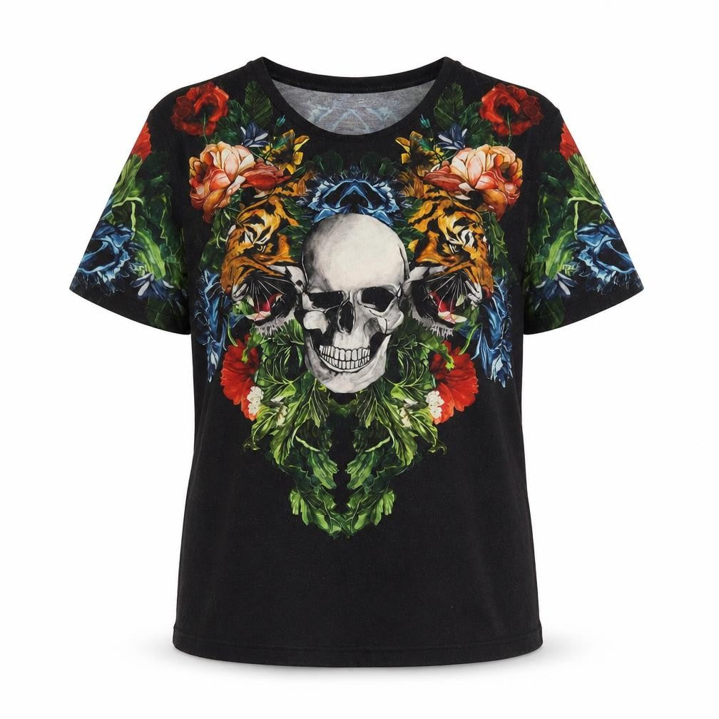 Front view of Zara unisex black graphic t-shirt -, size 10