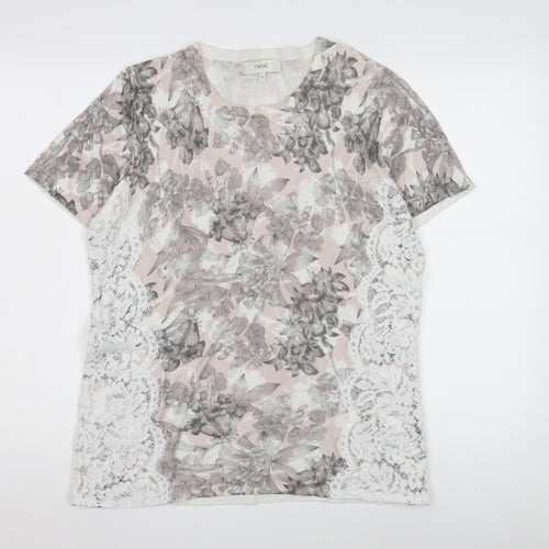 Next Women's Floral Lace T-Shirt, Multicoloured, Size 18