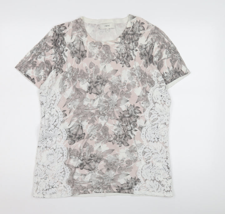 Next Women's Floral Lace T-Shirt, Multicoloured, Size 18