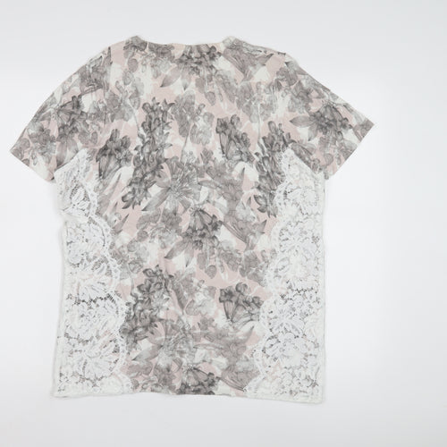 Next Women's Floral Lace T-Shirt, Multicoloured, Size 18