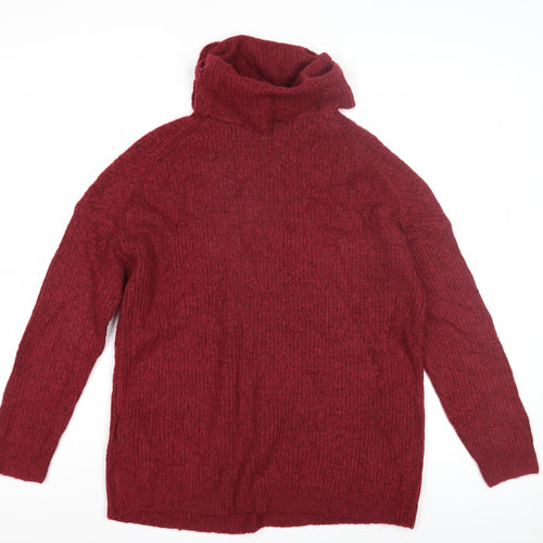 ONLY Women's Red Cowl Neck Pullover Jumper Size S