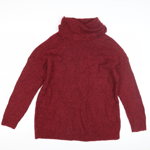 ONLY Women's Red Cowl Neck Pullover Jumper Size S