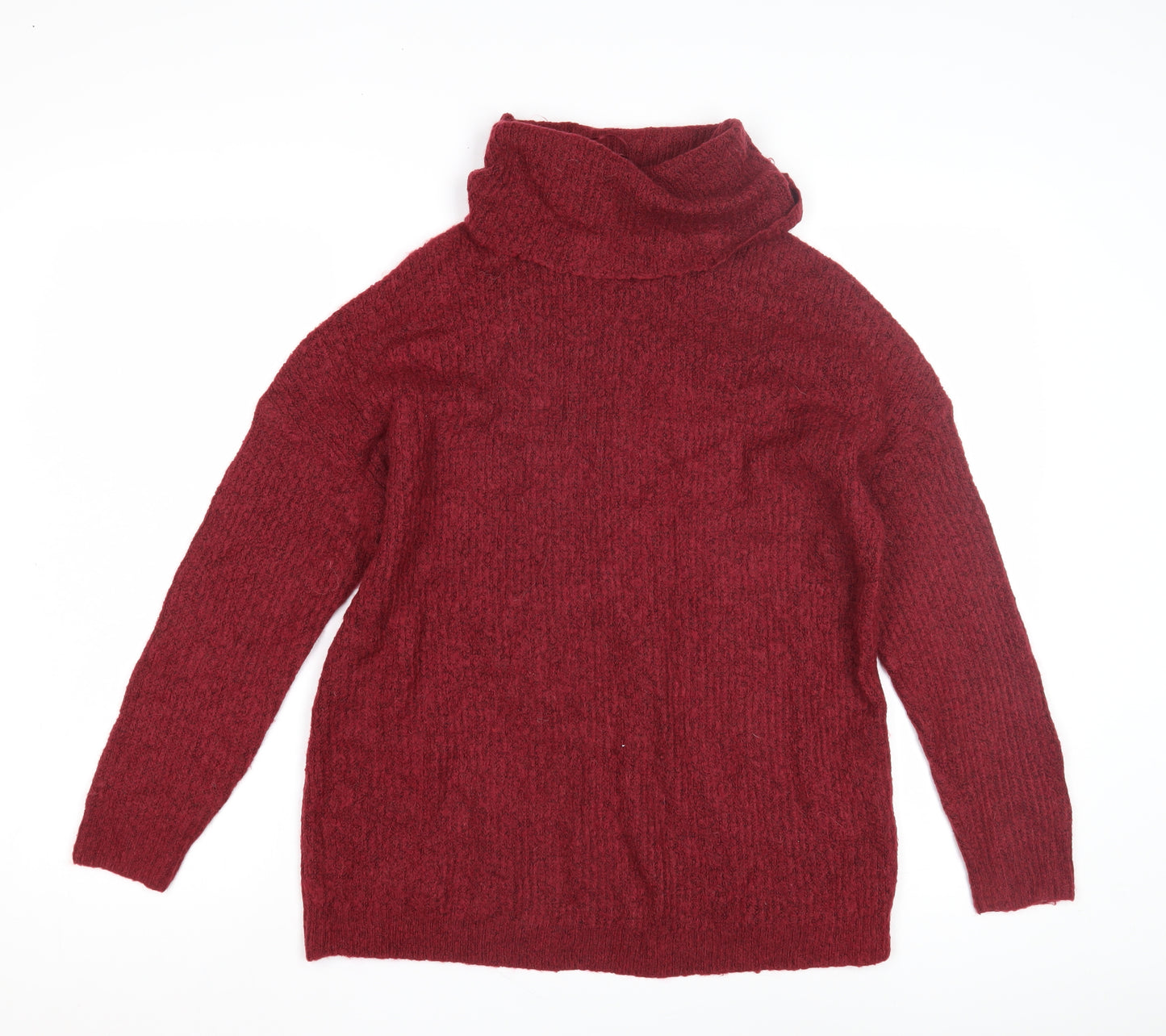 ONLY Women's Red Cowl Neck Pullover Jumper Size S