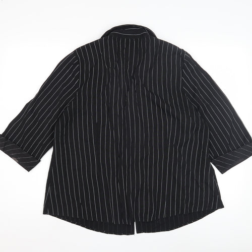 Bonmarche Women's Black Striped Button-Up Shirt, Size 20