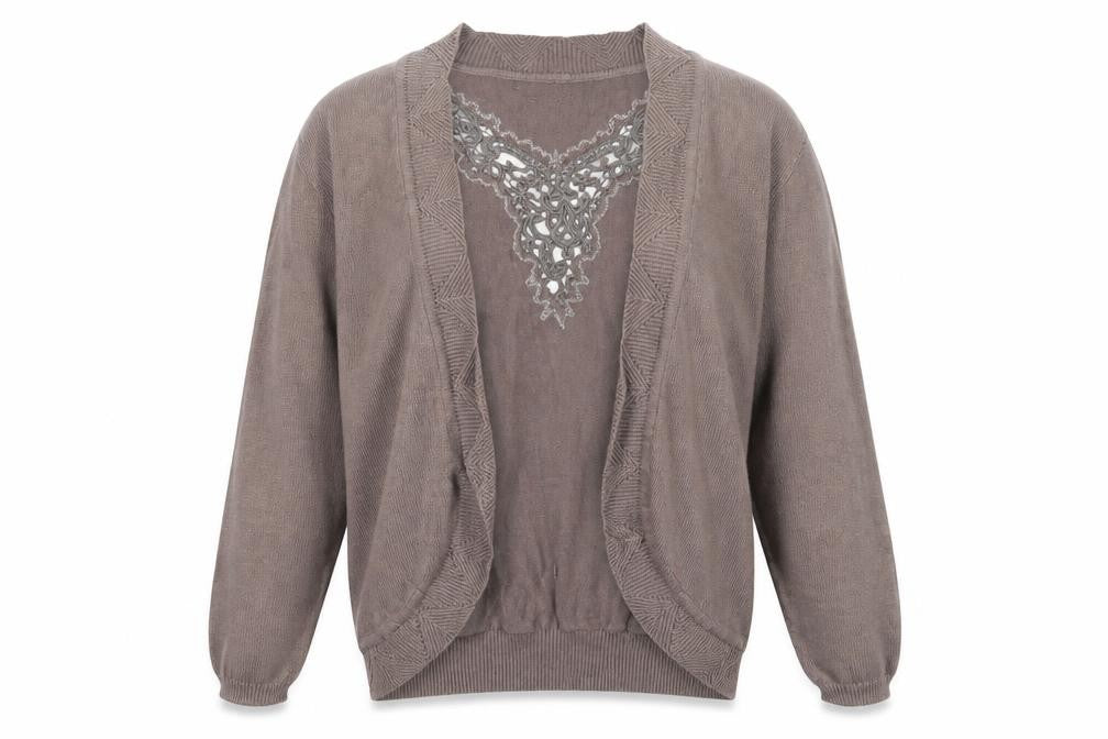 Front view of Willis Smith Women's Brown M Cardigan