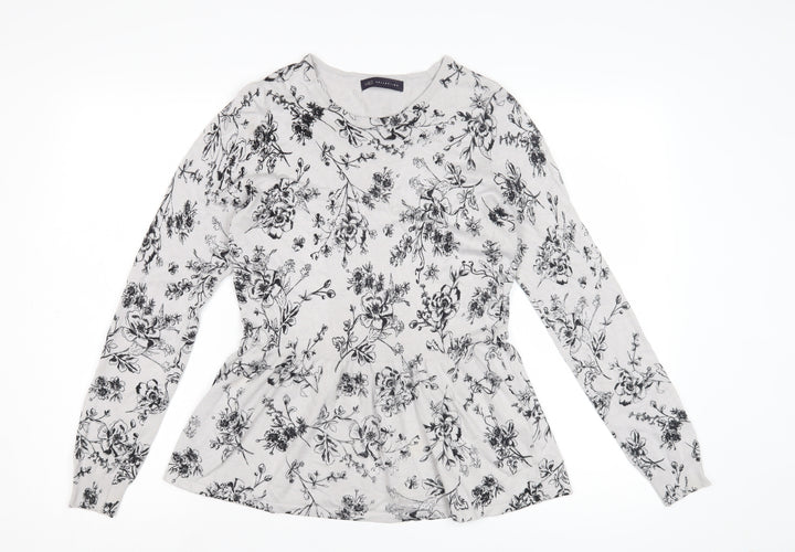 Marks and Spencer Women's White Floral Pullover Jumper Size 10