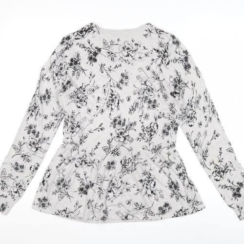 Marks and Spencer Women's White Floral Pullover Jumper Size 10
