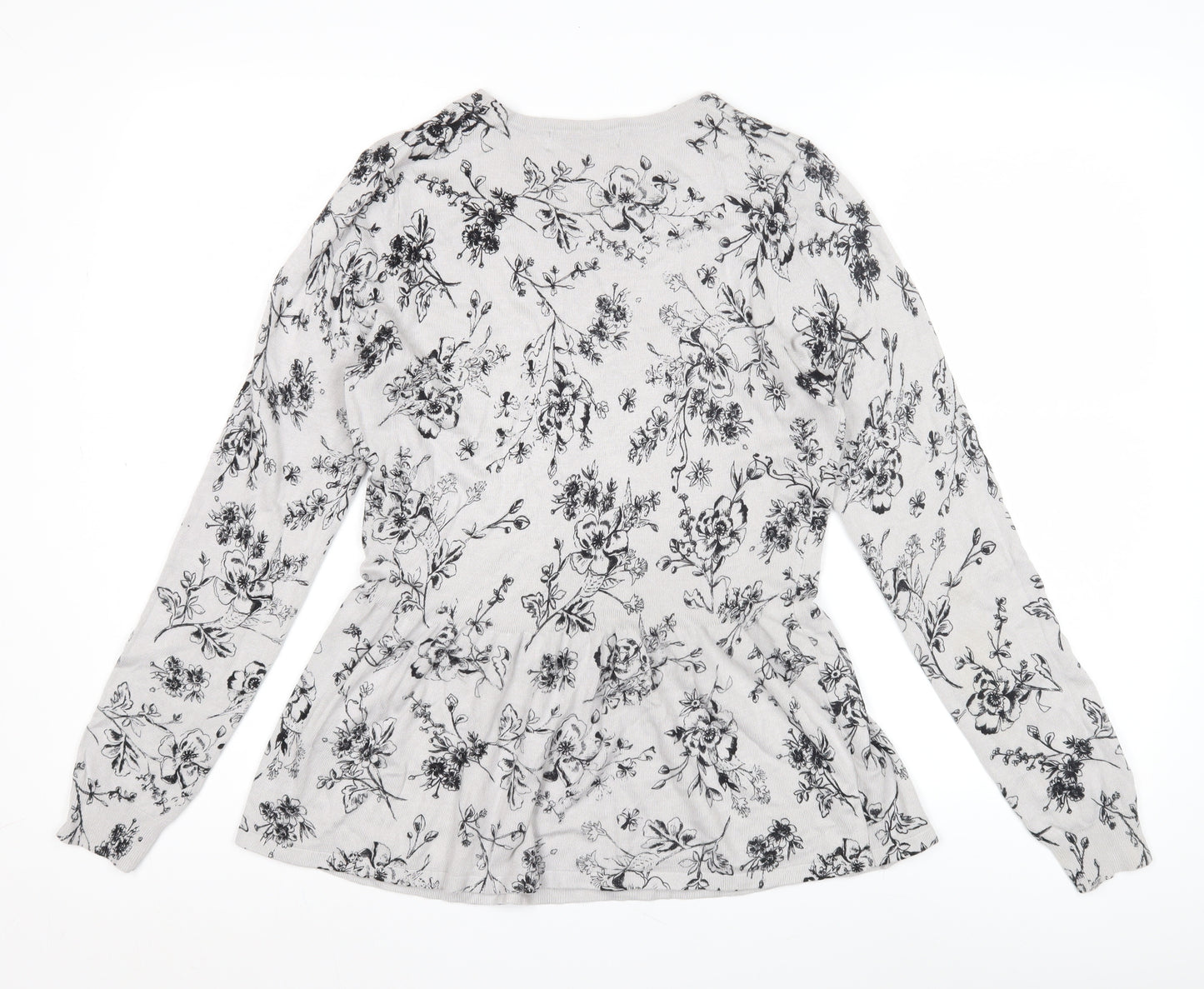 Marks and Spencer Women's White Floral Pullover Jumper Size 10