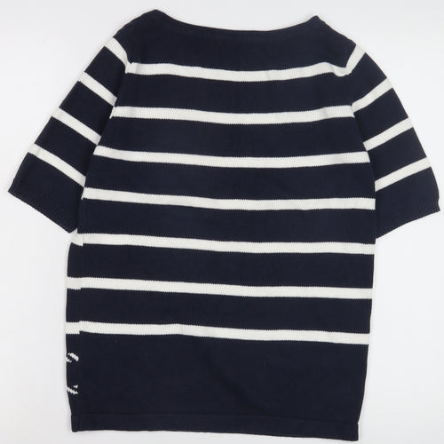 M&Co Women's Blue Striped Pullover Jumper, Size 10