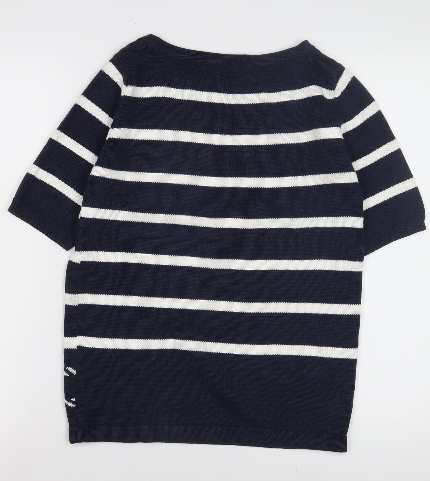 M&Co Women's Blue Striped Pullover Jumper, Size 10