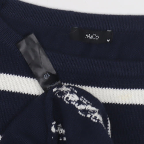 M&Co Women's Blue Striped Pullover Jumper, Size 10