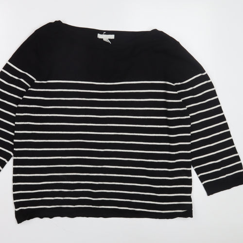 H&M Women's Black Striped Pullover Jumper Size L