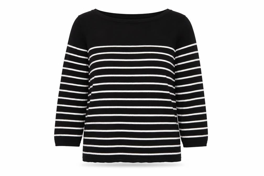 Front view of H&M Women's Black Striped jumper, size L
