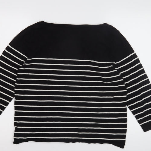 H&M Women's Black Striped Pullover Jumper Size L