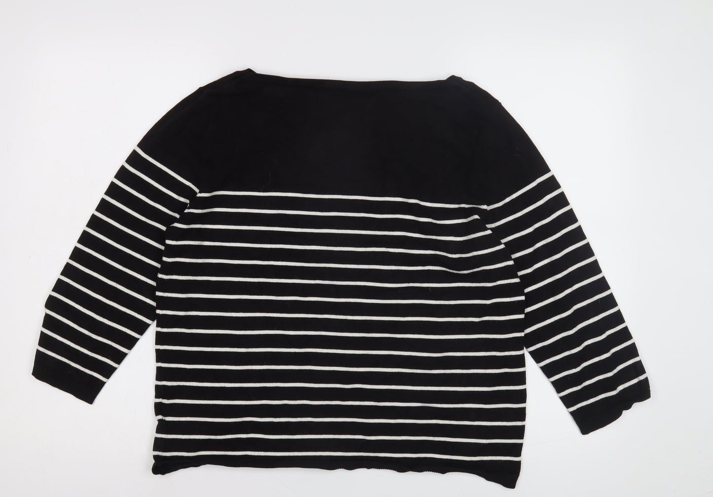 H&M Women's Black Striped Pullover Jumper Size L