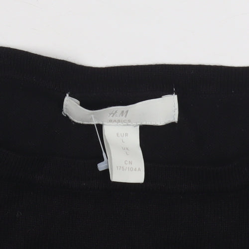 H&M Women's Black Striped Pullover Jumper Size L