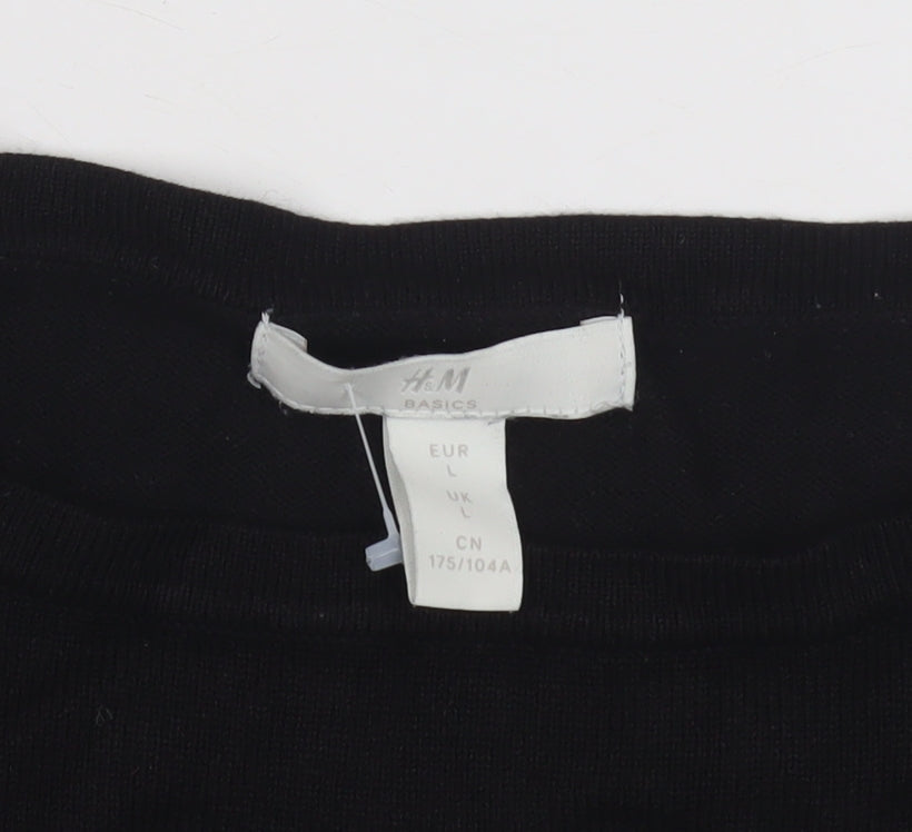 H&M Women's Black Striped Pullover Jumper Size L