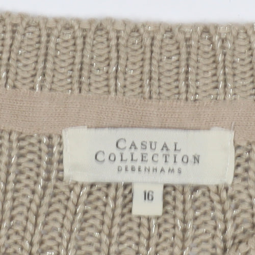 Debenhams Women's Beige Cardigan Size 16 Knit
