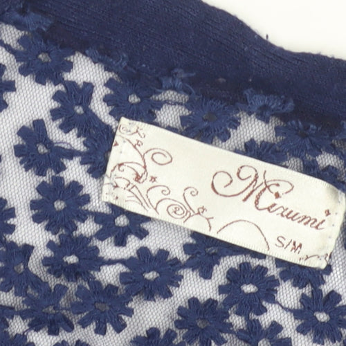 Mixumi Women's Blue Floral Embroidered Open Front Cardigan