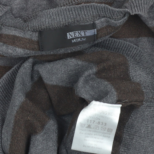 Next Men's Brown Grey Striped Pullover Jumper M