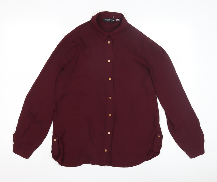 Dorothy Perkins Women's Red Button-Up Shirt Size 10