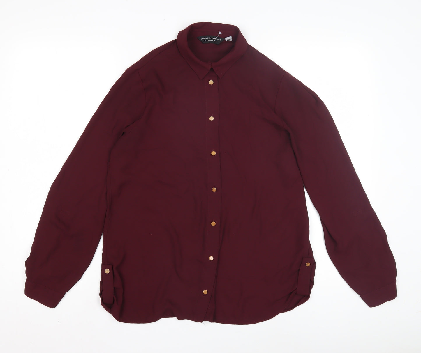 Dorothy Perkins Women's Red Button-Up Shirt Size 10