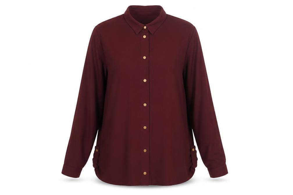 Front view of Dorothy Perkins Women's Red Button-Up Shirt, size 10