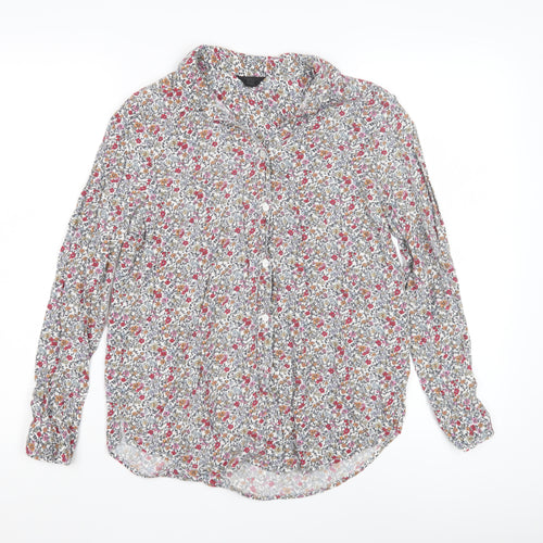 Topshop Women's Floral Collared Blouse, Size 6, Multicoloured