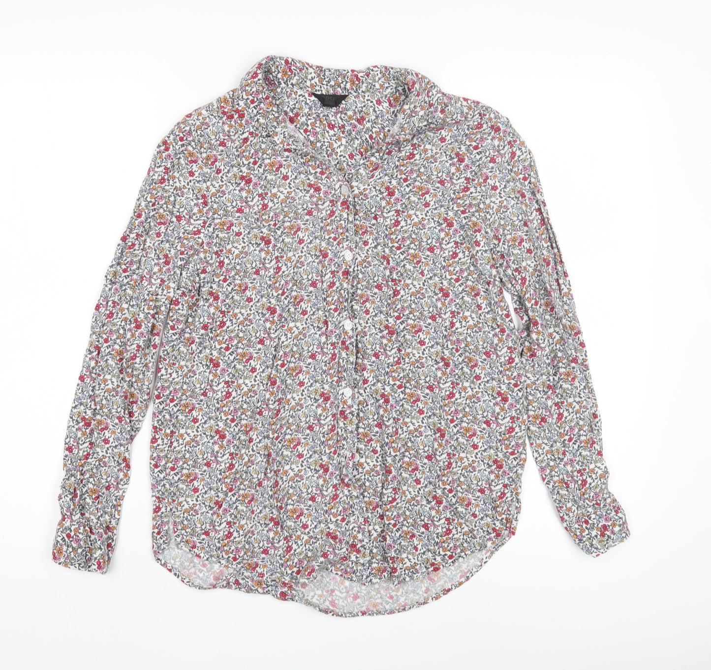 Topshop Women's Floral Collared Blouse, Size 6, Multicoloured