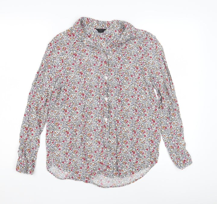 Topshop Women's Floral Collared Blouse, Size 6, Multicoloured
