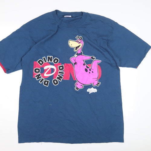 Wellington Apparel Men’s Blue Flintstones Cartoon Tee L