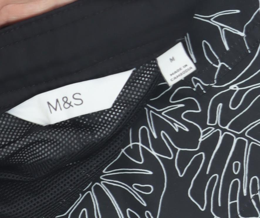 Marks and Spencer Men's Black Medium Leaf Board Shorts