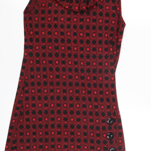 Select Women's Red Argyle Shift Dress Size 10